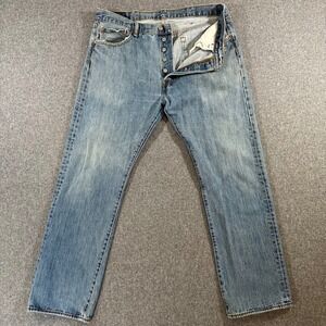 Levis 501 Mens Original Fit Straight Leg Blue Denim Jeans 38x32 Button Fly
